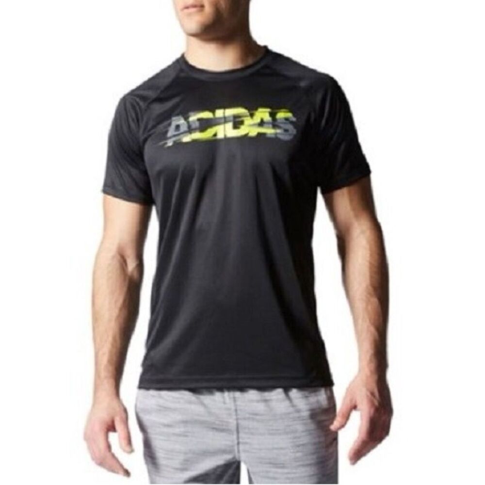 ADIDAS Men's Black Short-Sleeve Logo Performance T-Shirt